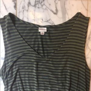 green + grey striped dress